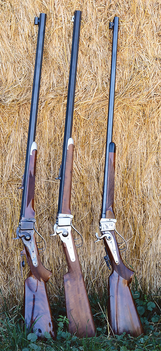 Modern reproductions of the famous Sharps rifles are available from Shiloh, C. Sharps Arms and Lyman/Pedersoli.
